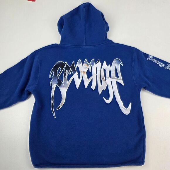 Revenge Gallery Dept Heavens Hoodie Blue Graphic Print Size Medium - Picture 1 of 14
